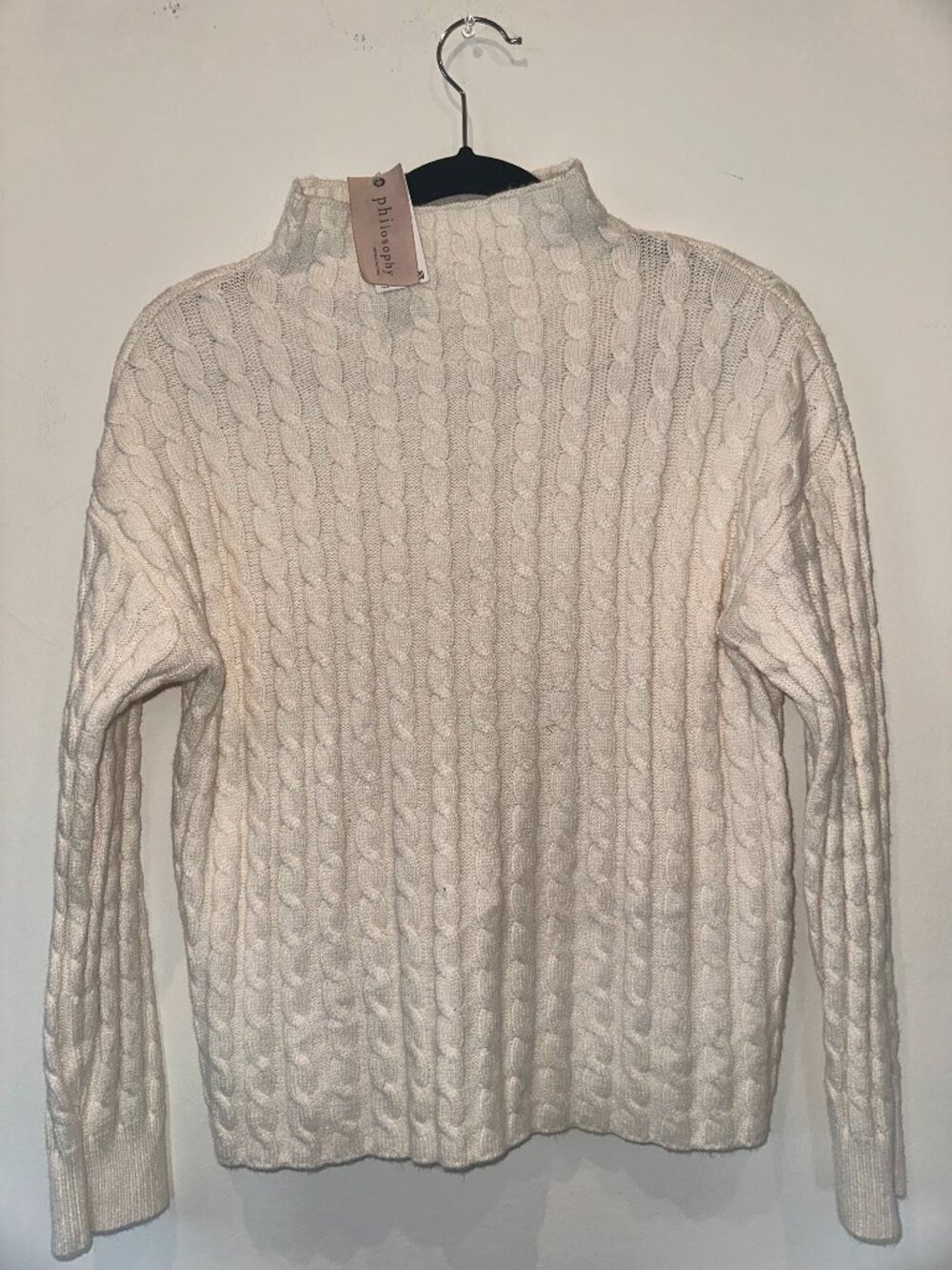 Philosophy Republic Clothing Ivory Cable Knit Mock Neck SweaterNWT